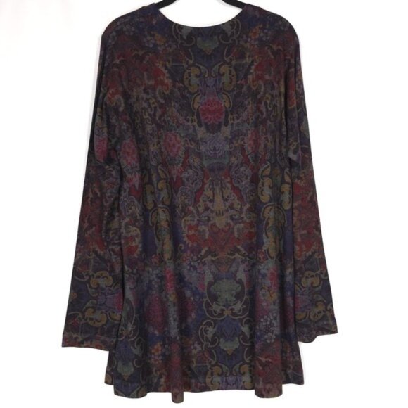 Soft Surroundings Women's Floral Tunic Top LARGE Scoop Neck Artsy USA🇺🇸MADE - Picture 2 of 7